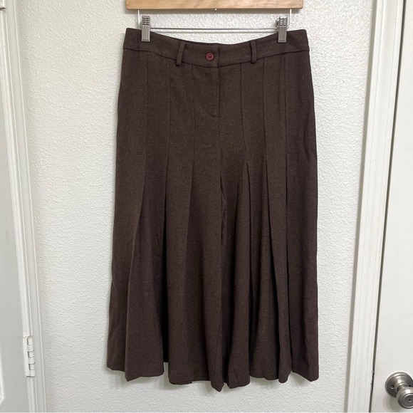 Joseph Ribkoff Brown Pleated Gaucho Pants Vintage Size 8 - Picture 8 of 12